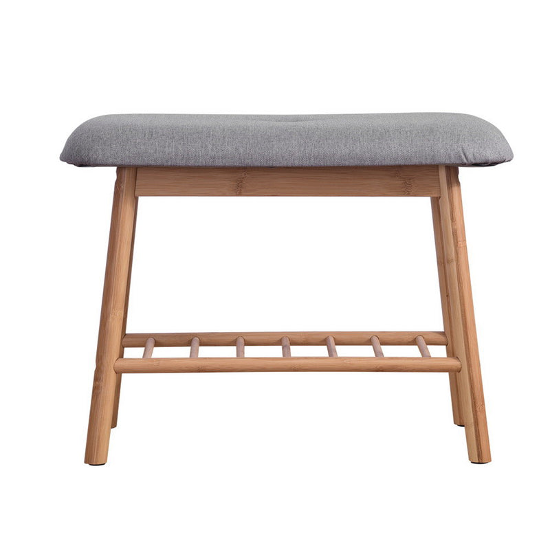 Artiss Shoe Rack Seat Bench Chair Shelf Organisers Bamboo Grey - Sale Now