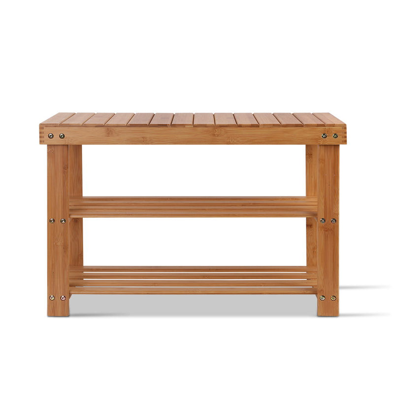 Artiss Bamboo Shoe Rack Wooden Seat Bench Organiser Shelf Stool - Sale Now