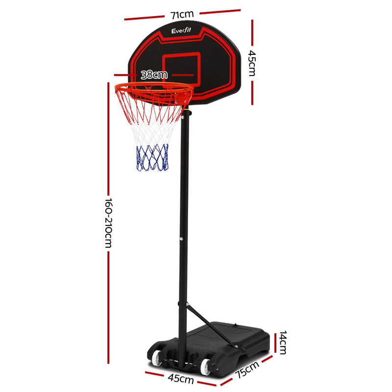 Everfit 2.1M Adjustable Portable Basketball Stand Hoop System Rim Black - Sale Now