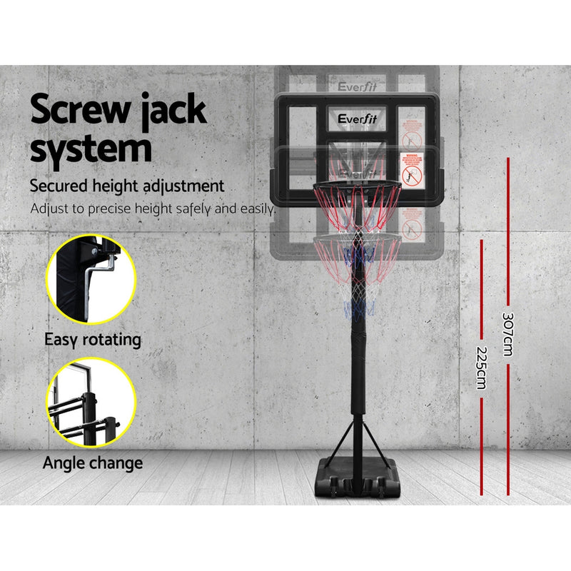 Everfit 3.05M Basketball Hoop Stand System Ring Portable Net Height Adjustable Black - Sale Now