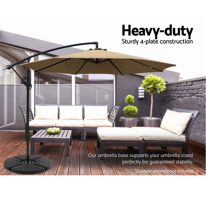 Instahut Outdoor Umbrella Stand 4 x Base Pod Plate Sand/Water Patio Cantilever Fanshaped - Sale Now