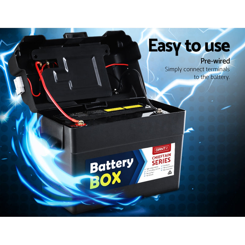GIANTZ Battery Box 12V Camping Portable Deep Cycle AGM Universal Large USB Cig - Sale Now