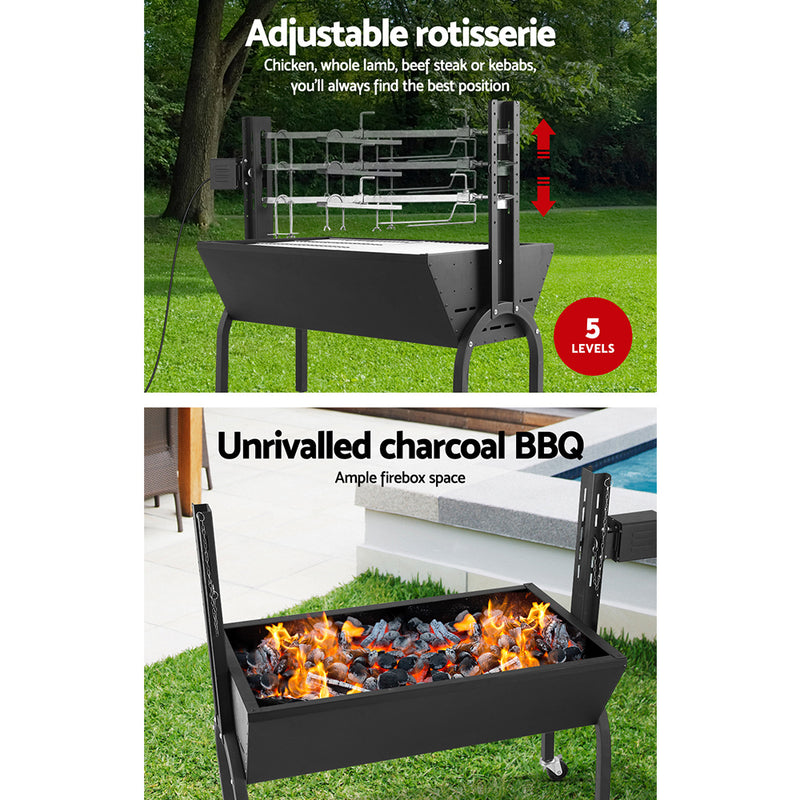 Grillz Electric Rotisserie BBQ Charcoal Smoker Grill Spit Roaster Outdoor Burner - Sale Now