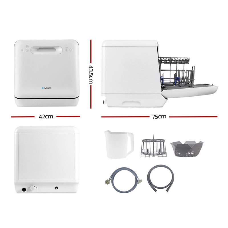 Devanti Counter Benchtop Dishwasher Portable Caravan Dishwashers Baby Bottle Sterilizer White - Sale Now