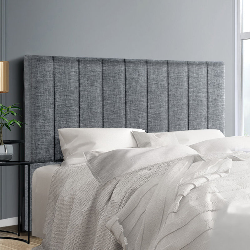 Artiss Double Size Bed Head Headboard Bedhead Fabric Frame Base SALA Grey - Sale Now