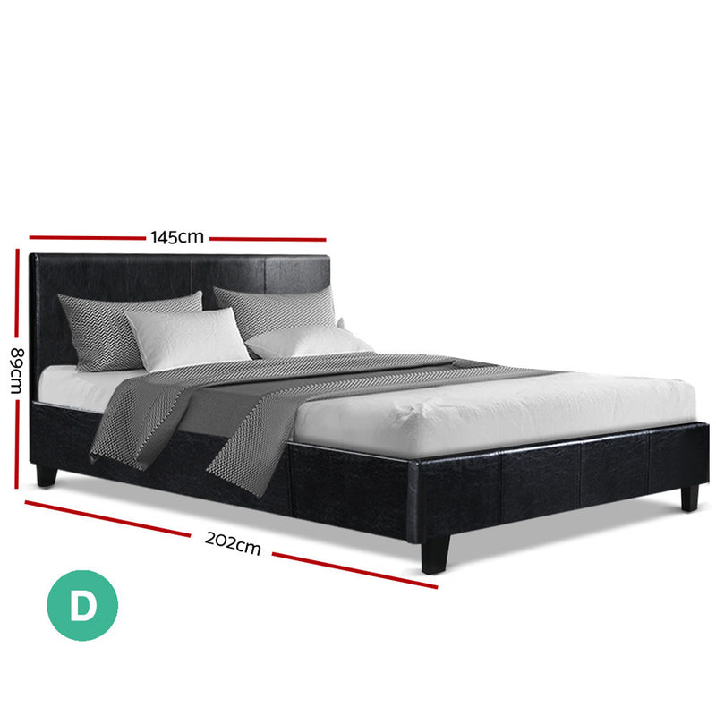Artiss Neo Bed Frame PU Leather - Black Double - Sale Now