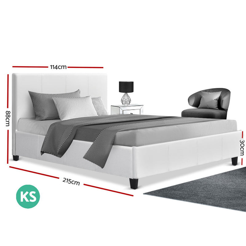 Artiss Neo Bed Frame PU Leather - White King Single - Sale Now