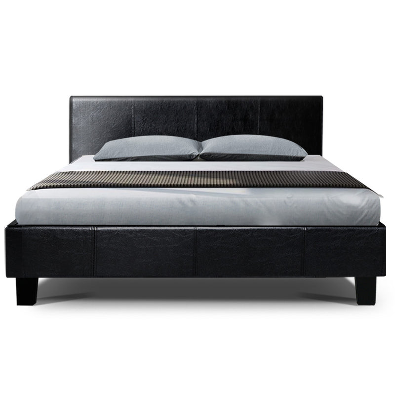 Artiss Neo Bed Frame PU Leather - Black Queen - Sale Now