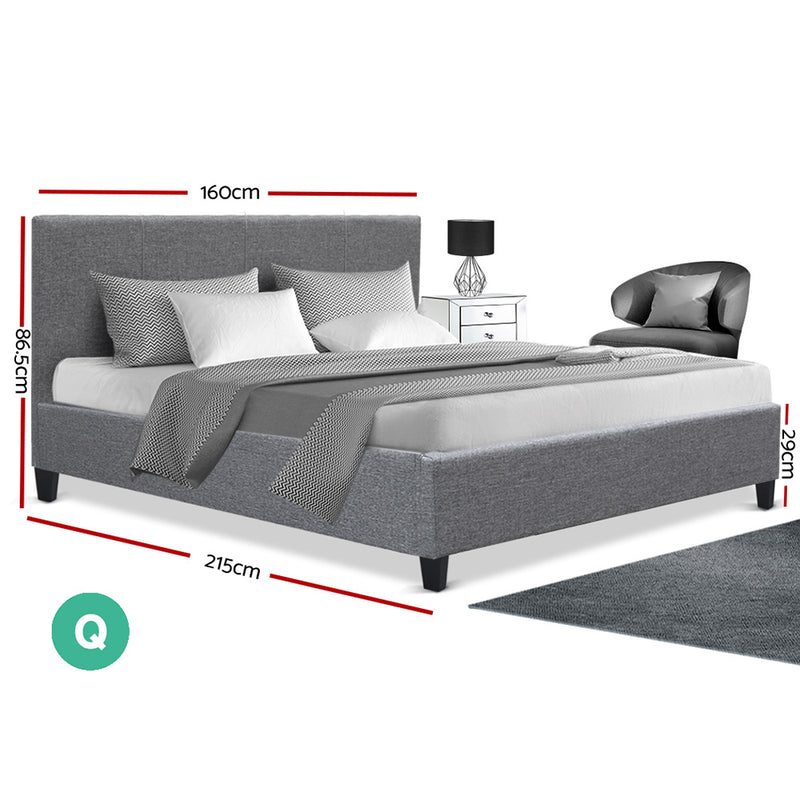 Artiss Neo Bed Frame Fabric - Grey Queen - Sale Now