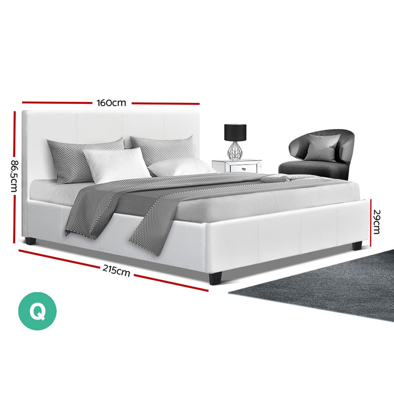Artiss Neo Bed Frame PU Leather - White Queen - Sale Now