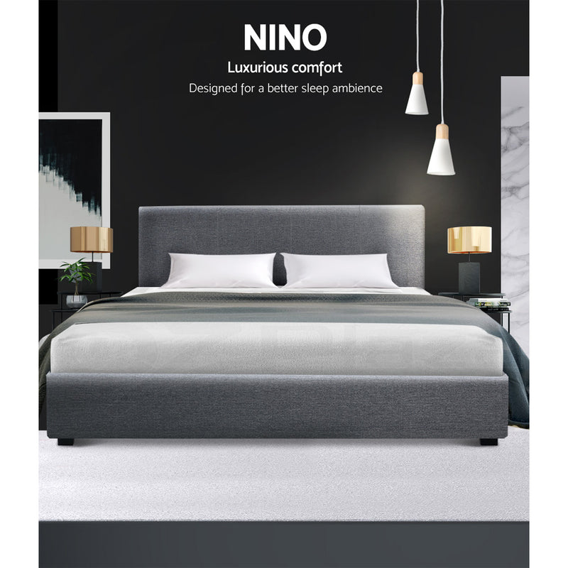 Artiss Nino Bed Frame Fabric - Grey Double - Sale Now