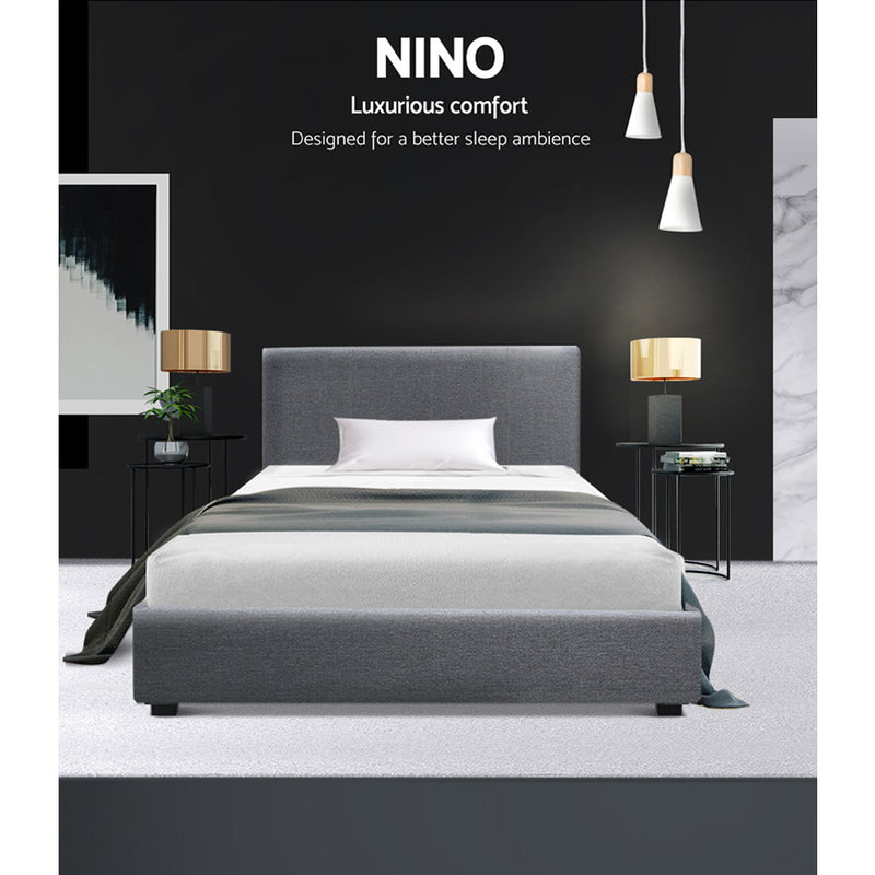 Artiss Nino Bed Frame Fabric - Grey King Single - Sale Now