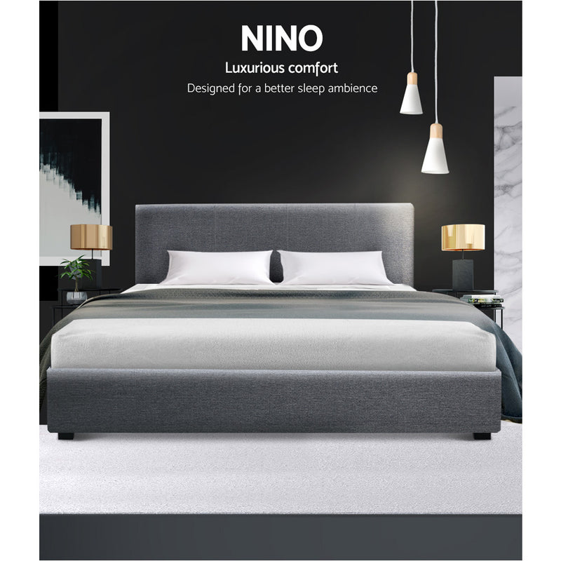 Artiss Nino Bed Frame Fabric - Grey Queen - Sale Now