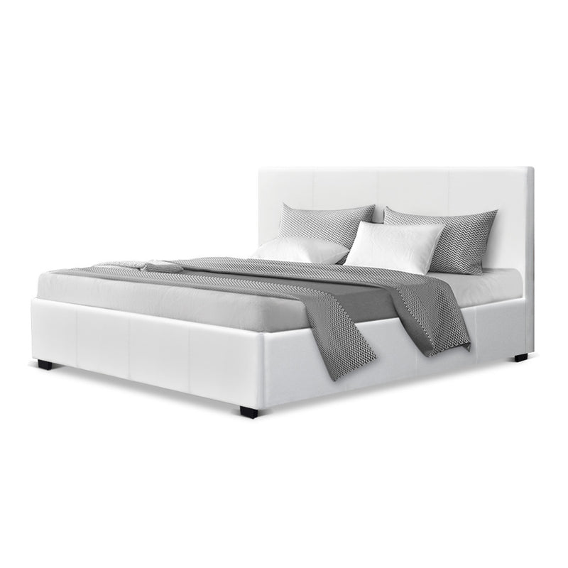 Artiss Nino Bed Frame PU Leather - White Queen - Sale Now