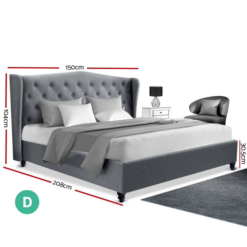Artiss Pier Bed Frame Fabric - Grey Double - Sale Now