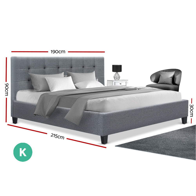 Artiss Soho Bed Frame Fabric- Grey King - Sale Now