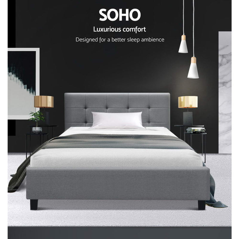 Artiss Soho Bed Frame Fabric- Grey King Single - Sale Now
