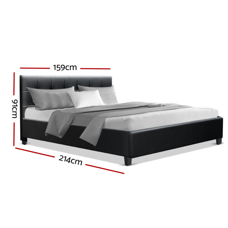 Artiss Soho Bed Frame PU Leather- Black Queen - Sale Now