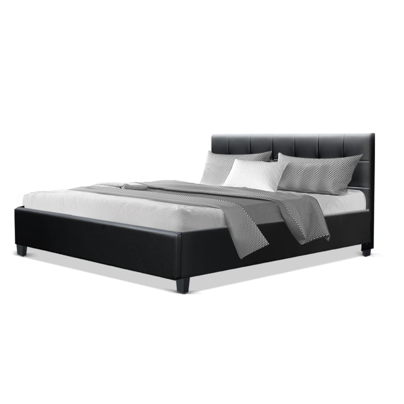 Artiss Soho Bed Frame PU Leather- Black Queen - Sale Now