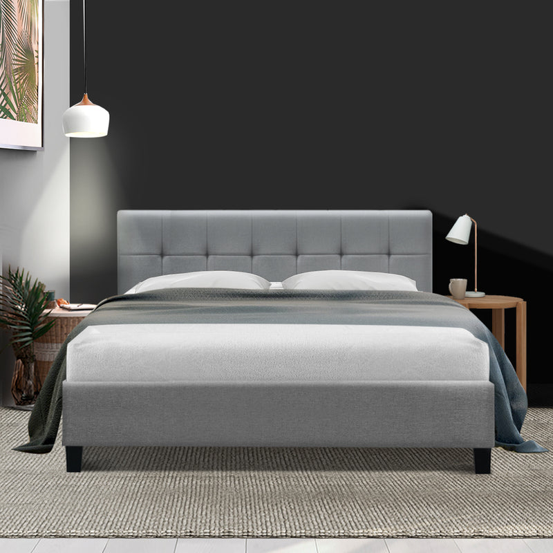 Artiss Soho Bed Frame Fabric- Grey Queen - Sale Now