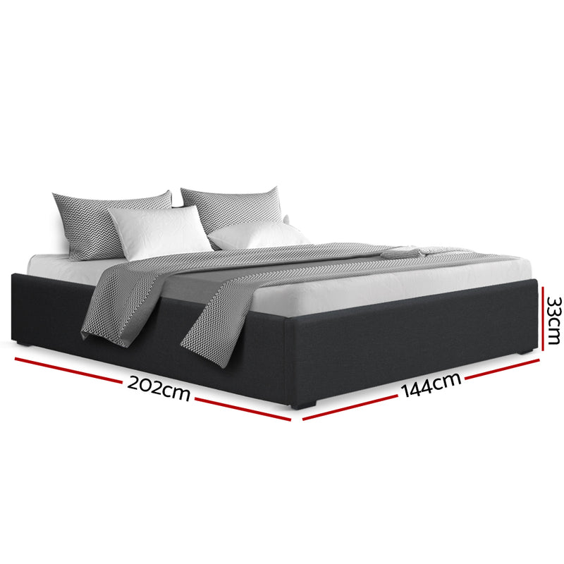 Artiss TOKI Double Size Storage Gas Lift Bed Frame without Headboard Fabric Charcoal - Sale Now