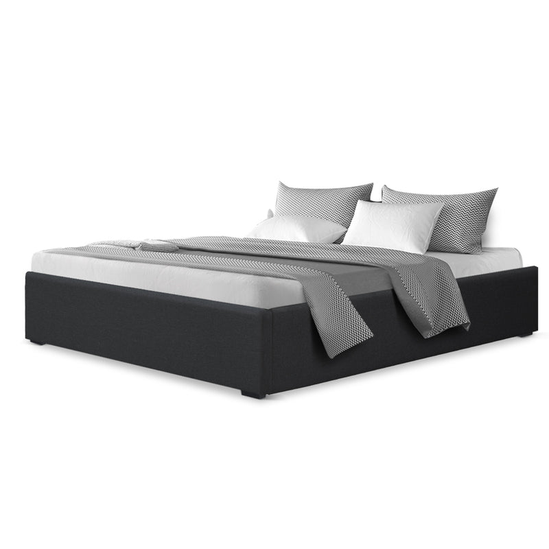 Artiss TOKI Double Size Storage Gas Lift Bed Frame without Headboard Fabric Charcoal - Sale Now