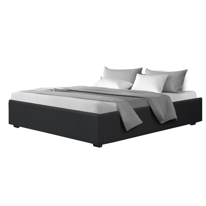 Artiss TOKI King Size Storage Gas Lift Bed Frame without Headboard Fabric Charcoal - Sale Now