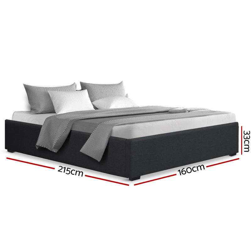 Artiss TOKI Queen Size Storage Gas Lift Bed Frame without Headboard Fabric Charcoal - Sale Now