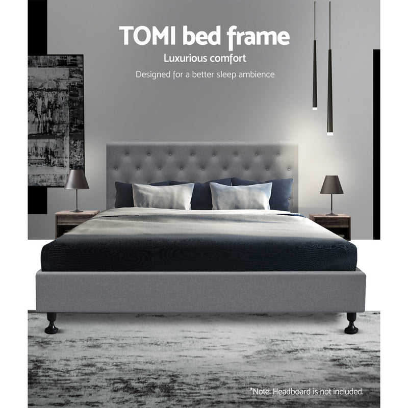 Artiss Bed Frame King Size Bed Base Mattress Platform Fabric Wooden Grey TOMI - Sale Now