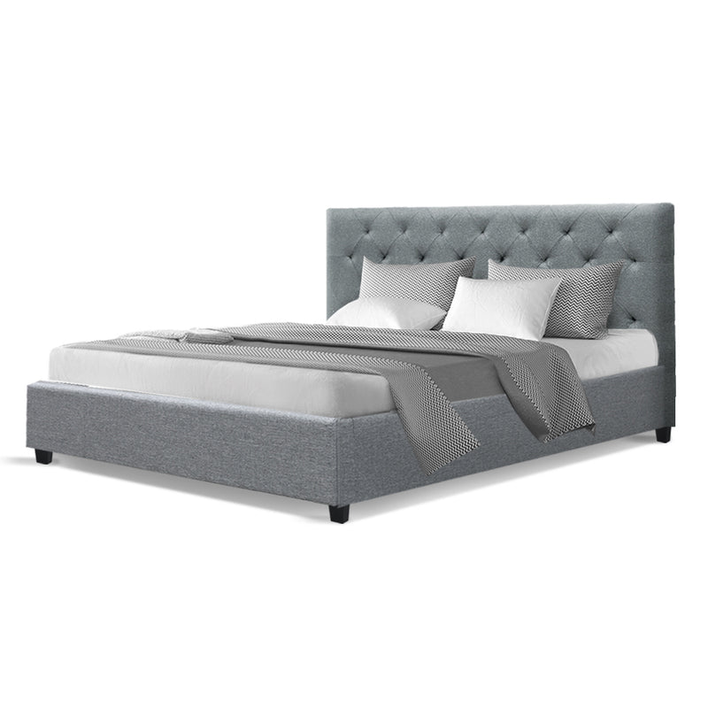 Artiss Van Bed Frame Fabric - Grey Queen - Sale Now