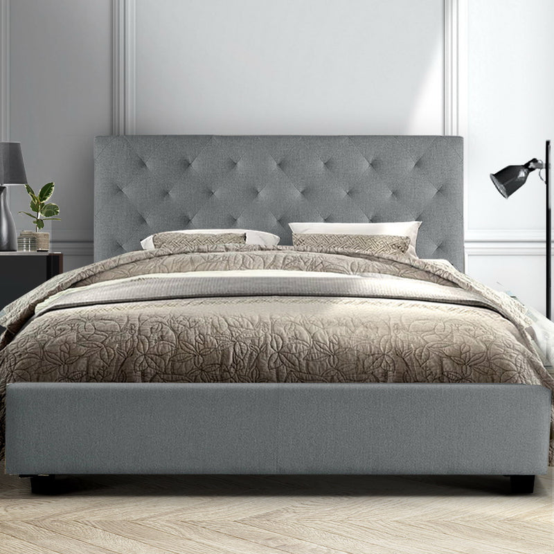 Artiss Van Bed Frame Fabric - Grey Queen - Sale Now