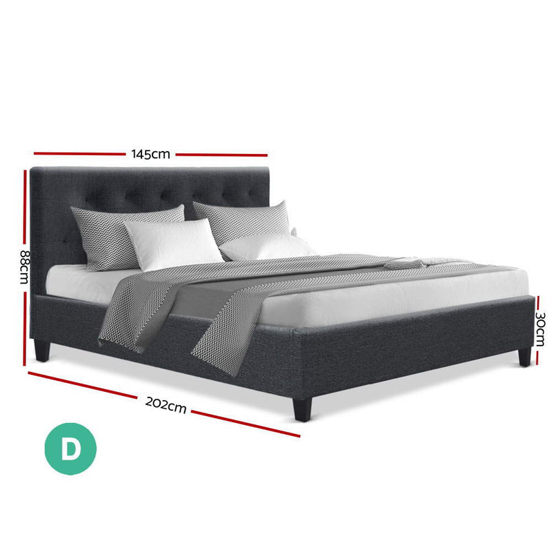 Artiss Vanke Bed Frame Fabric- Charcoal Double - Sale Now