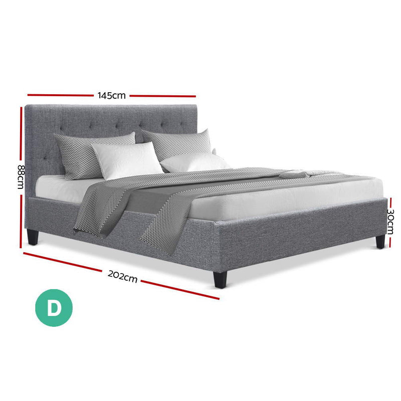 Artiss Vanke Bed Frame Fabric- Grey Double - Sale Now
