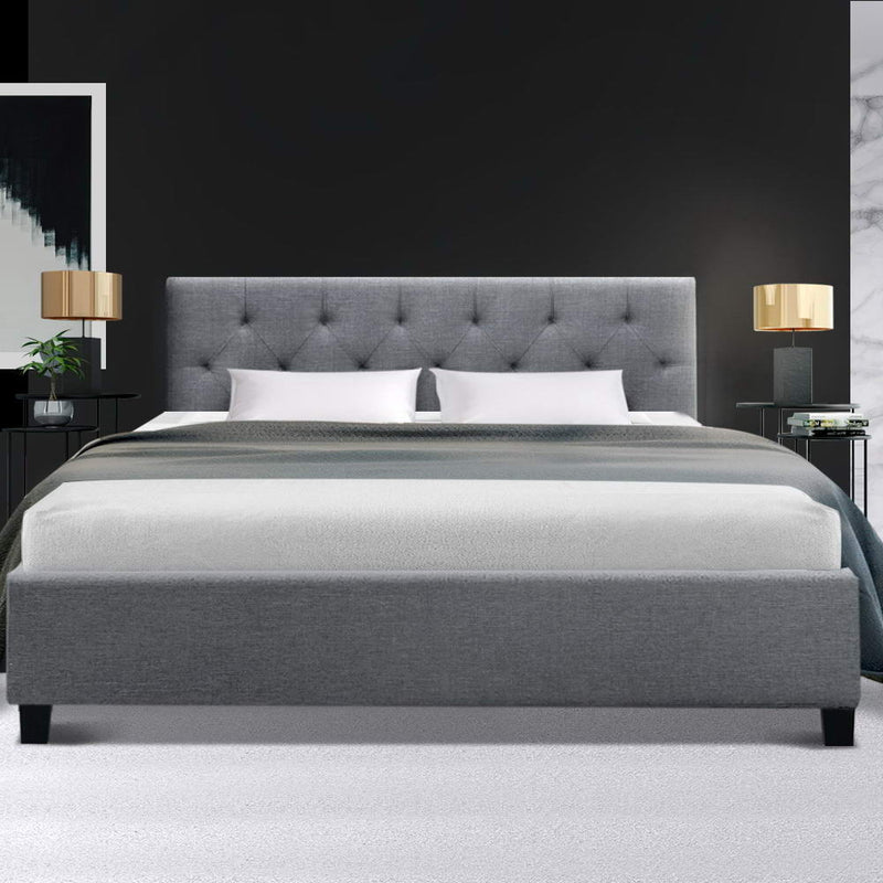 Artiss Vanke Bed Frame Fabric- Grey Double - Sale Now