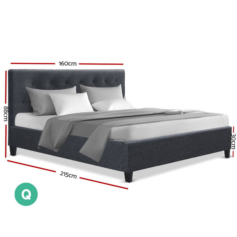 Artiss Vanke Bed Frame Fabric- Charcoal Queen - Sale Now