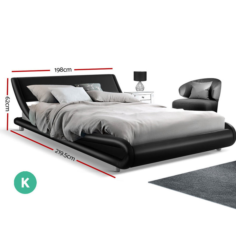 Artiss Flio Bed Frame PU Leather - Black King - Sale Now
