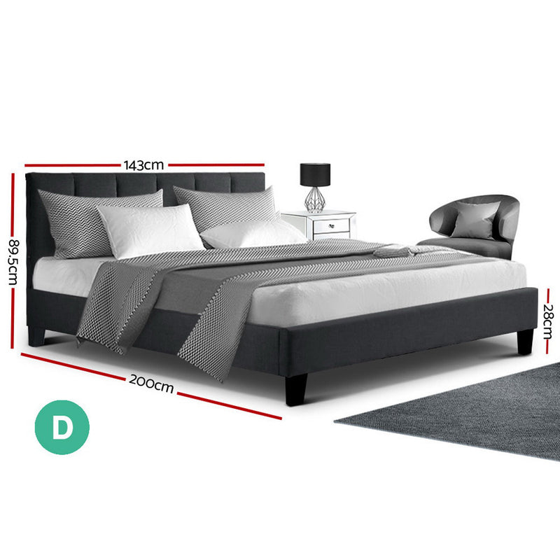 Artiss Anna Bed Frame Fabric - Charcoal Double - Sale Now