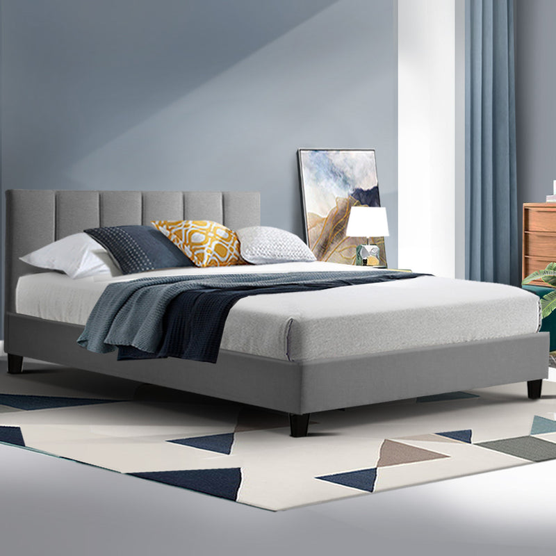 Artiss Anna Bed Frame Fabric - Grey Double - Sale Now
