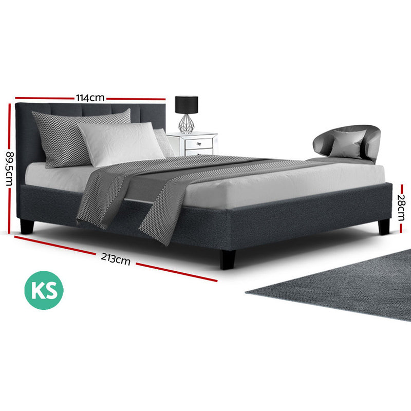 Artiss Anna Bed Frame Fabric - Charcoal King Single - Sale Now