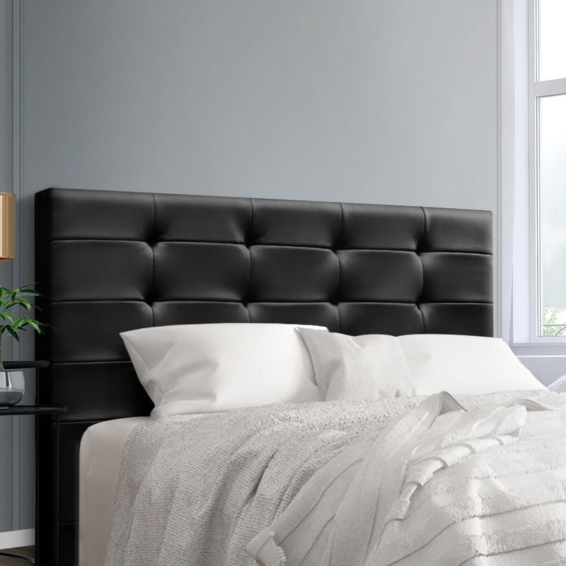 Queen Size Bed Headboard Bed Frame Head Bedhead Leather Frame Base BENO Black - Sale Now