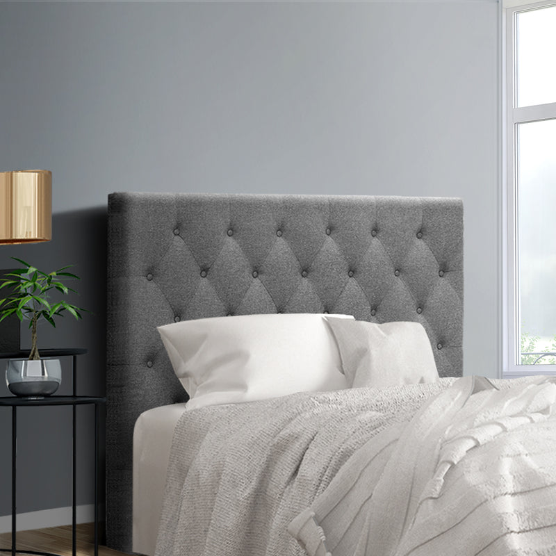 King Single Size Bed Head Headboard Bedhead Fabric Frame Base CAPPI Grey - Sale Now