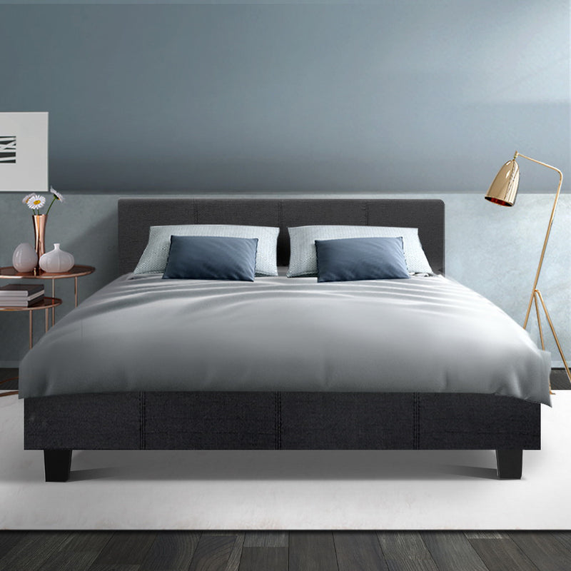 Artiss Neo Fabric Bed Frame - Charcoal Double - Sale Now