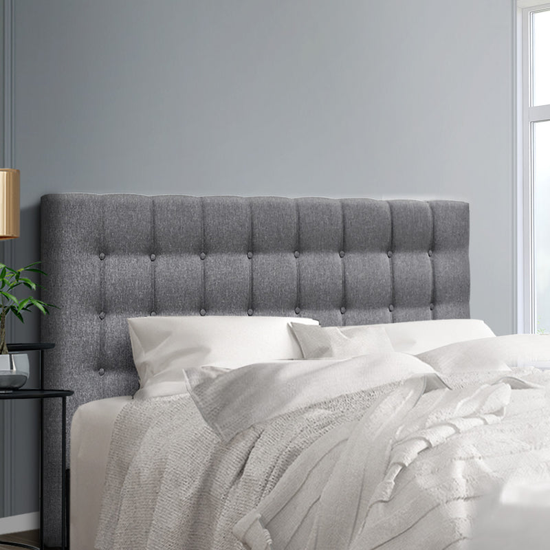 Queen Size Bed Headboard Bed Frame Head Bedhead Fabric Base RAFT Grey - Sale Now