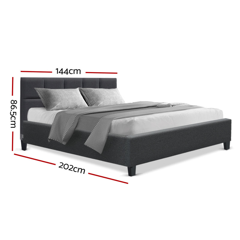 Tino Bed Frame Fabric - Charcoal Double - Sale Now