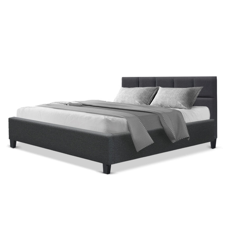 Tino Bed Frame Fabric - Charcoal Double - Sale Now