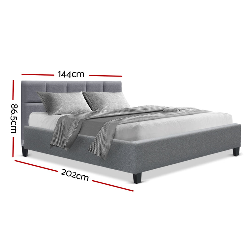 Tino Bed Frame Fabric - Grey Double - Sale Now