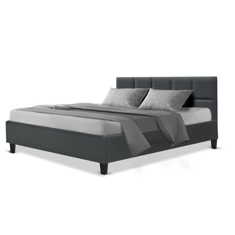 Tino Bed Frame Fabric - Charcoal Queen - Sale Now