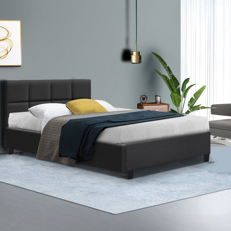 Tino Bed Frame Fabric - Charcoal Single - Sale Now