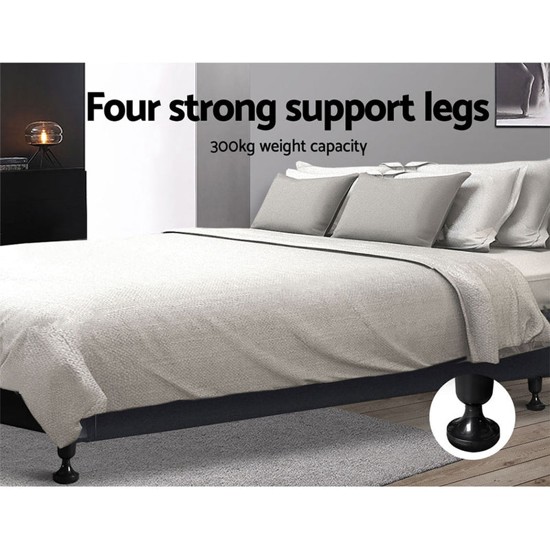 Bed Frame Base Queen Size Mattress Platform Foundation Wooden Fabric Charcoal TOMI - Sale Now