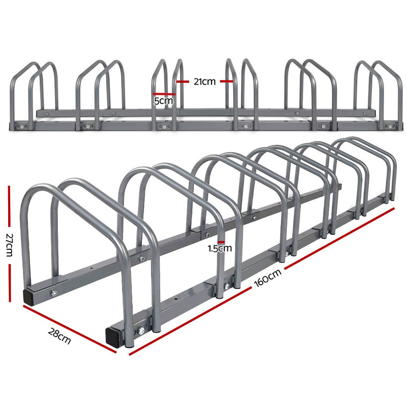 1 – 6 Bike Floor Parking Rack Instant Storage Stand Bicycle Cycling Portable Racks Silver - Sale Now